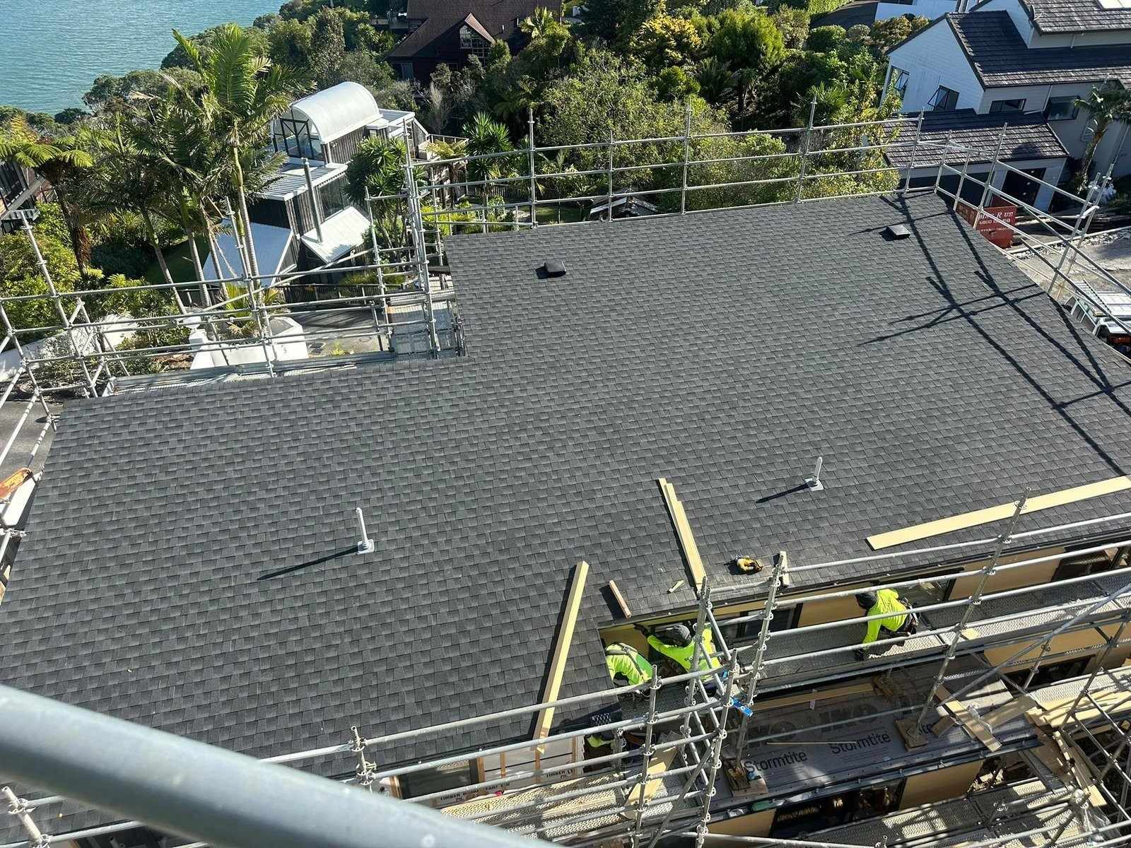Asphalt shingle reroof underway in West Auckland