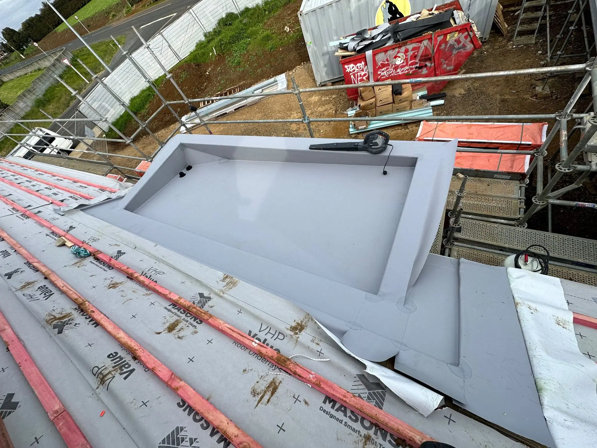 Old butynol stripped back and replaced with new welded membrane on an Auckland roof